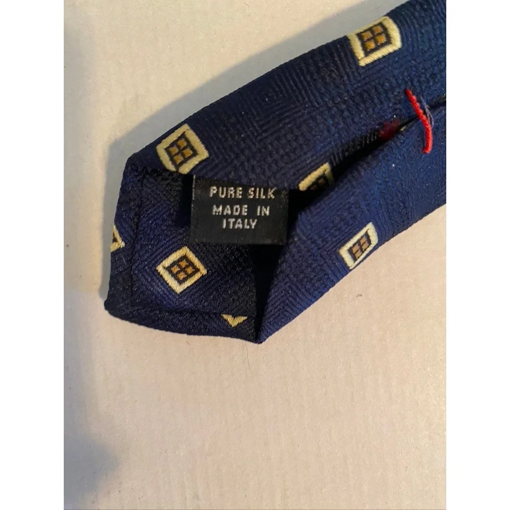 Ippolito Bari Sartoriale Navy Blue Silk Geometric Square Pattern Tie Made Italy